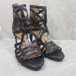 Aerosoles Black Leather Heelrest Sandals Size 9